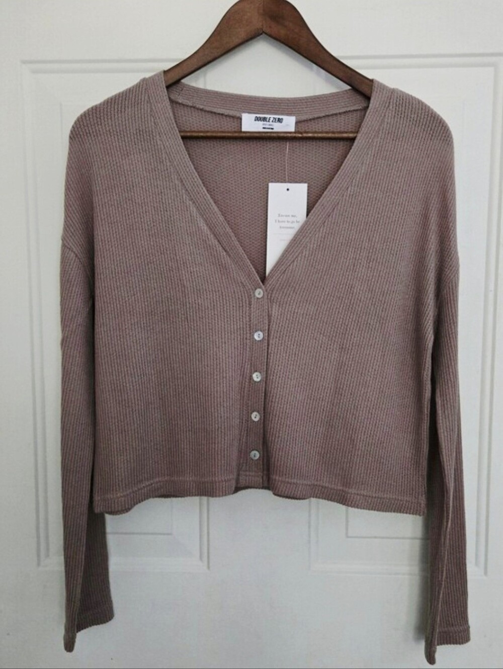 Double Zero Ribbed V-Neck Button Cardigan